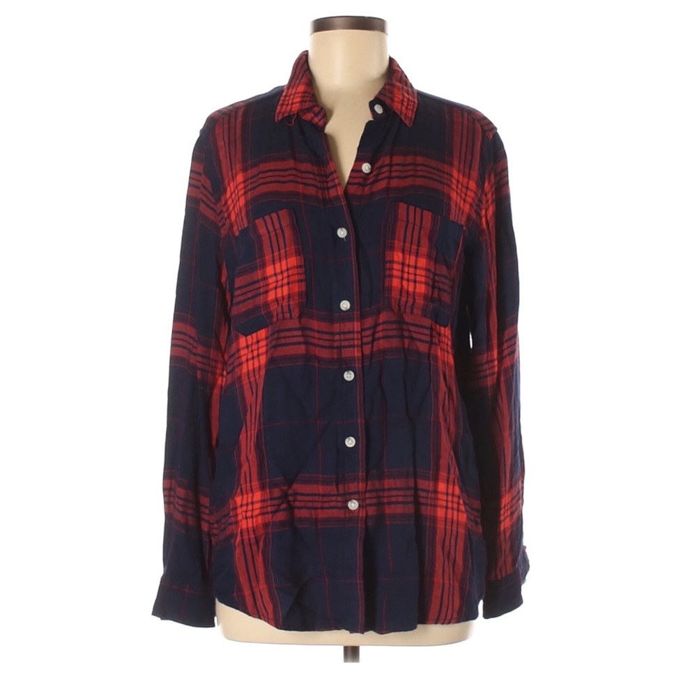 Super soft Mossimo Supply Co. Flannel Red And Blue Plaid Boyfriend Fit Button up